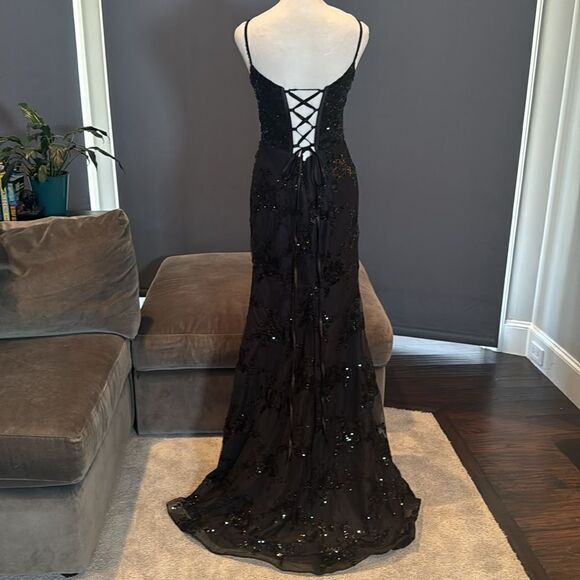 Women’s Black MermaidFit Sequins Party Prom Formal Dress LaceUp Back Size 4 - Picture 5 of 15